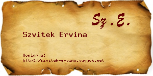Szvitek Ervina névjegykártya